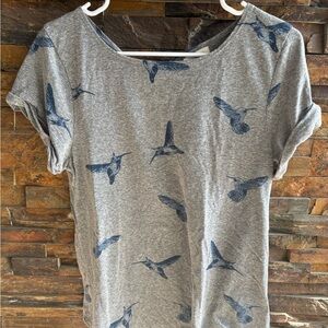 T.La Gray and Blue Hummingbird Print Tee